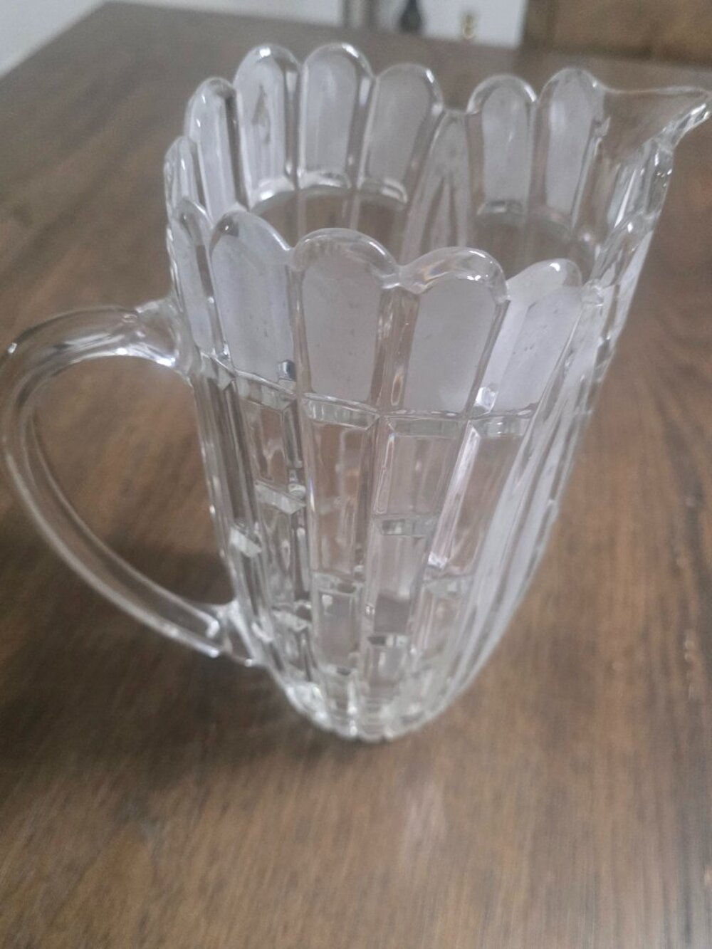 Vintage Frosted and Clear Kristal Zajecar Lead Crystal Pitcher Block Cut Design